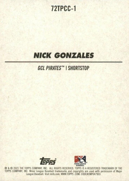 2021 Topps Heritage 1972 Topps Pack Cover Cards Nick Gonzales 72TPCC-1 GCL Pirates