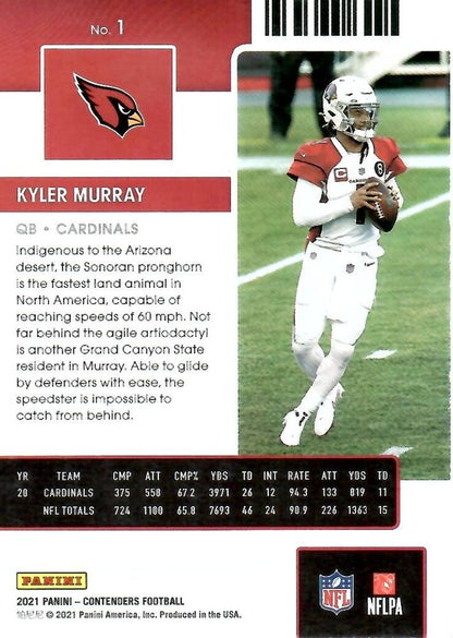 2021 Panini Contenders Season Ticket Kyler Murray  #1 Arizona Cardinals