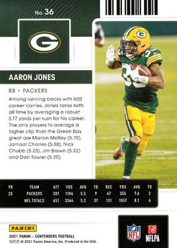 2021 Panini Contenders Season Ticket Aaron Jones  #36 Green Bay Packers