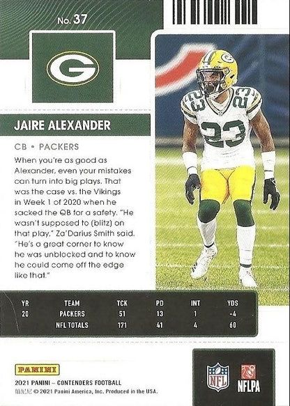 2021 Panini Contenders Season Ticket Jaire Alexander  #37 Green Bay Packers