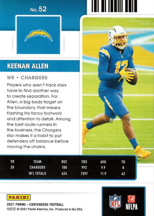 2021 Panini Contenders Season Ticket Keenan Allen  #52 Los Angeles Chargers