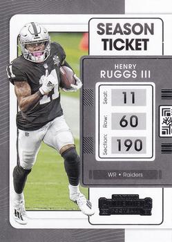 2021 Panini Contenders Season Ticket Henry Ruggs III  #58 Las Vegas Raiders