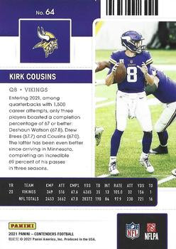 2021 Panini Contenders Season Ticket Kirk Cousins  #64 Minnesota Vikings