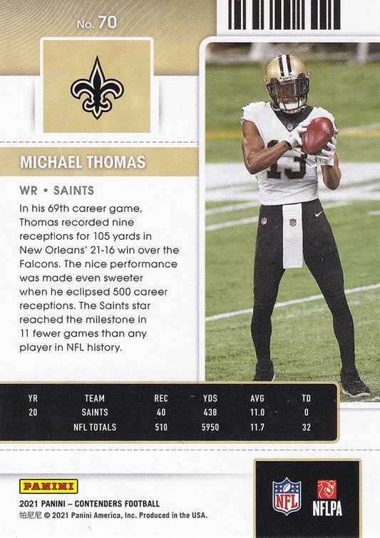 2021 Panini Contenders Season Ticket Michael Thomas  #70 New Orleans Saints