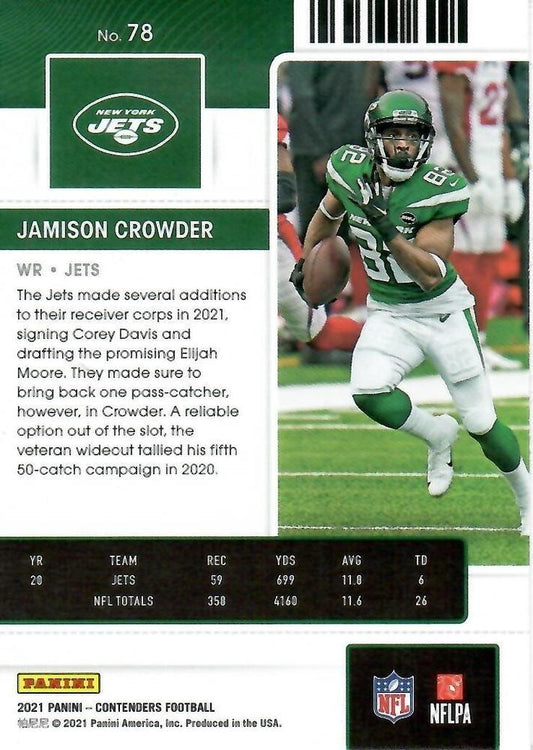 2021 Panini Contenders Season Ticket Jamison Crowder  #78 New York Jets