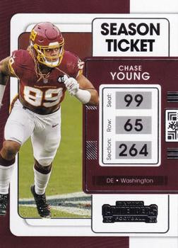 2021 Panini Contenders Season Ticket Chase Young  #100 Washington Football Team