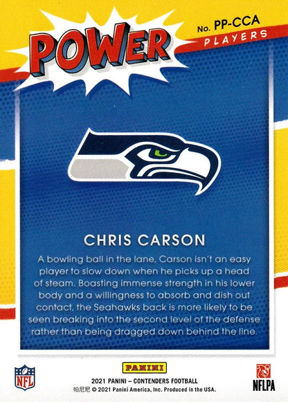 2021 Panini Contenders Power Players Chris Carson  PP-CCA Seattle Seahawks