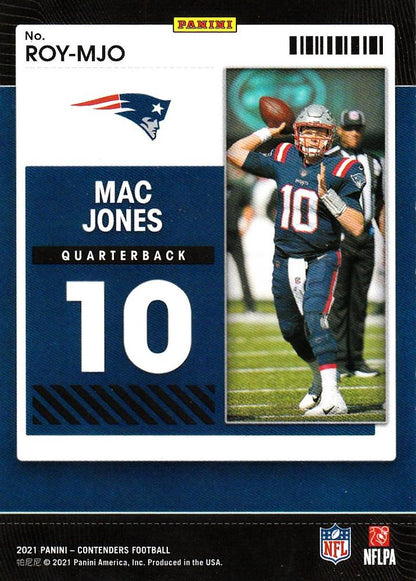 2021 Panini Contenders Rookie of the Year Contenders Mac Jones  ROY-MJO New England Patriots