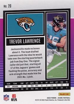2022 Panini Score Base Trevor Lawrence #20 Jacksonville Jaguars