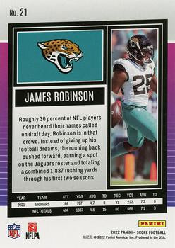 2022 Panini Score Base James Robinson #21 Jacksonville Jaguars