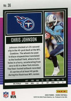 2022 Panini Score Base Chris Johnson #36 Tennessee Titans