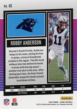 2022 Panini Score Base Robbie Anderson #46 Carolina Panthers