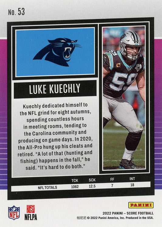 2022 Panini Score Base Luke Kuechly #53 Carolina Panthers