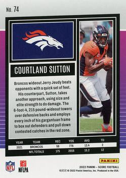2022 Panini Score Base Courtland Sutton #74 Denver Broncos