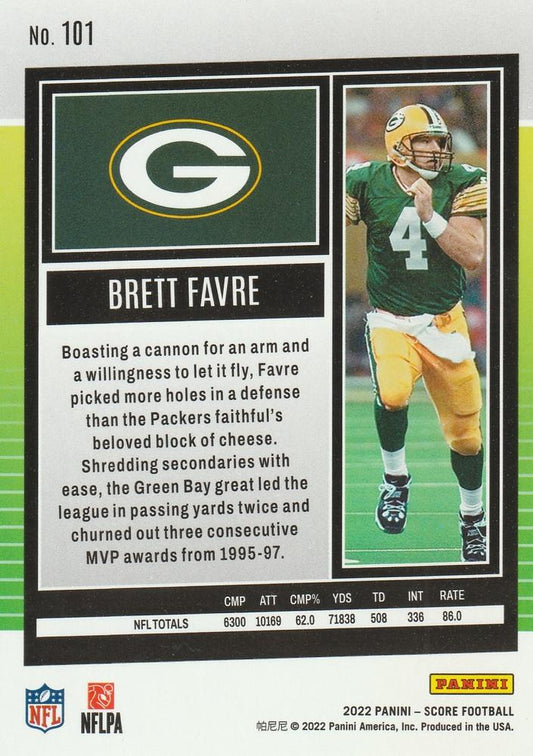 2022 Panini Score Base Brett Favre #101 Green Bay Packers