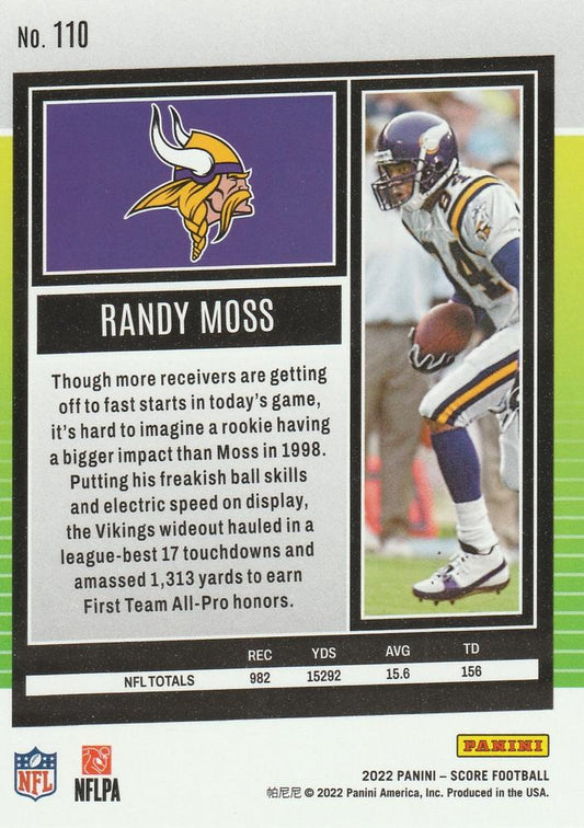 2022 Panini Score Base Randy Moss #110 Minnesota Vikings