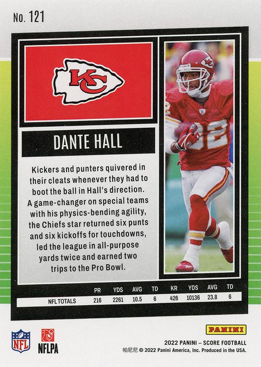 2022 Panini Score Base Dante Hall #121 Kansas City Chiefs
