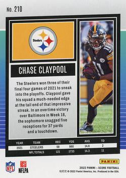 2022 Panini Score Base Chase Claypool #210 Pittsburgh Steelers