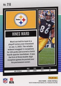 2022 Panini Score Base Hines Ward #218 Pittsburgh Steelers