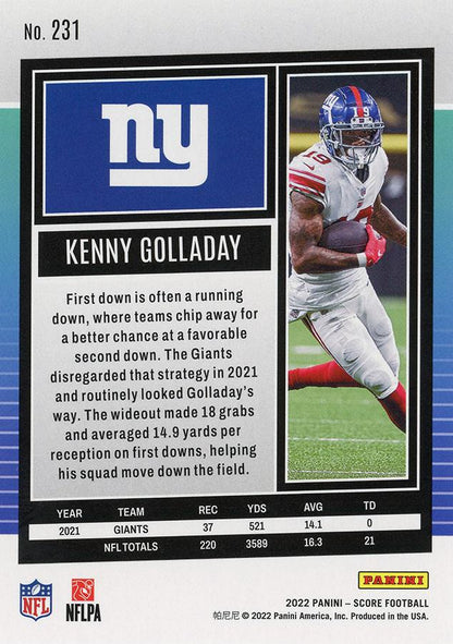 2022 Panini Score Base Kenny Golladay #231 New York Giants
