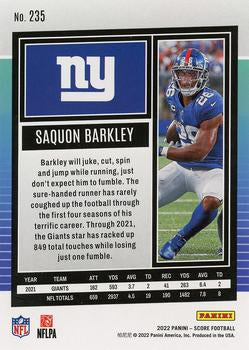 2022 Panini Score Base Saquon Barkley #235 New York Giants