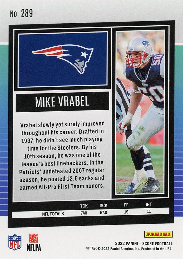 2022 Panini Score Base Mike Vrabel #289 New England Patriots