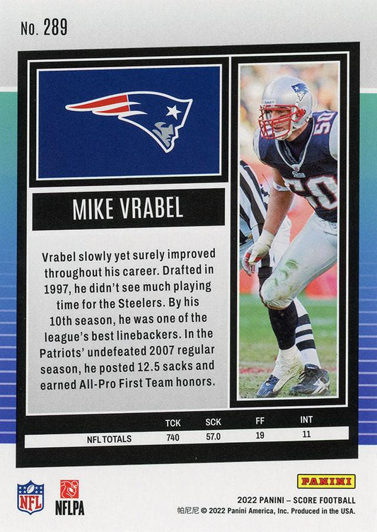 2022 Panini Score Base Mike Vrabel #289 New England Patriots