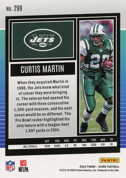 2022 Panini Score Base Curtis Martin #299 New York Jets