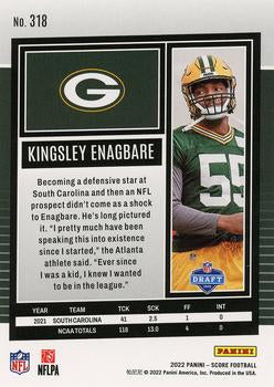 2022 Panini Score Rookies Kingsley Enagbare RC #318 Green Bay Packers
