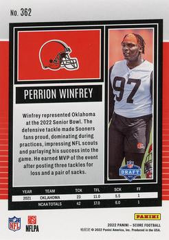 2022 Panini Score Rookies Perrion Winfrey RC #362 Cleveland Browns