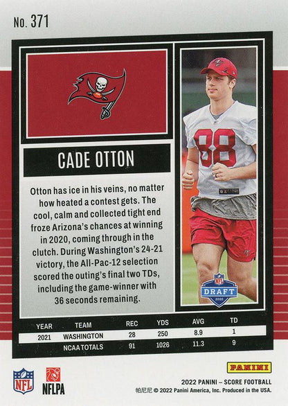 2022 Panini Score Rookies Cade Otton RC #371 Tampa Bay Buccaneers