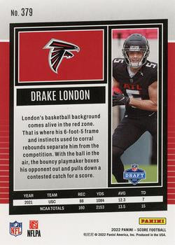 2022 Panini Score Rookies Drake London RC #379 Atlanta Falcons