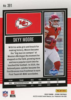 2022 Panini Score Rookies Skyy Moore RC #391 Kansas City Chiefs