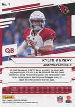 تحميل الصورة إلى عارض المعرض، 2022 Panini Prestige Base Kyler Murray #1 Arizona Cardinals

