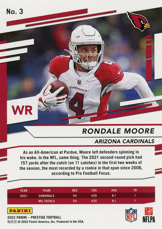 2022 Panini Prestige Base Rondale Moore #3 Arizona Cardinals