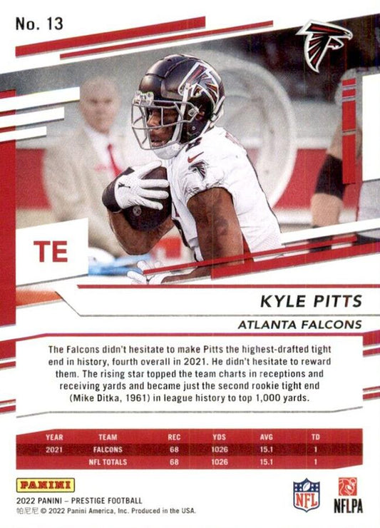 2022 Panini Prestige Base Kyle Pitts #13 Atlanta Falcons