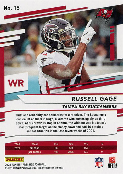 2022 Panini Prestige Base Russell Gage #15 Tampa Bay Buccaneers