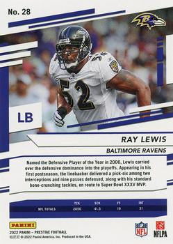 2022 Panini Prestige Base Ray Lewis #28 Baltimore Ravens