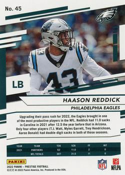 2022 Panini Prestige Base Haason Reddick #45 Philadelphia Eagles