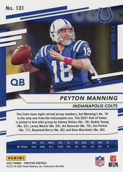 2022 Panini Prestige Base Peyton Manning #131 Indianapolis Colts