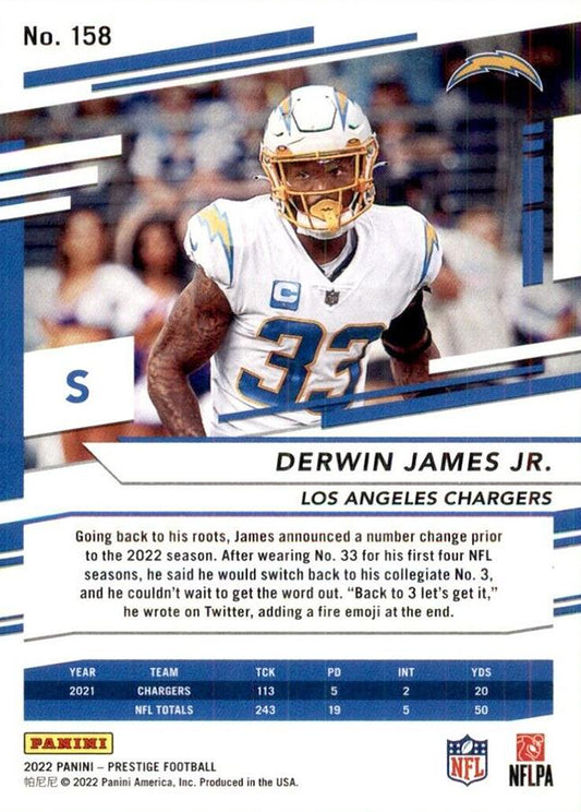 2022 Panini Prestige Base Derwin James Jr. #158 Los Angeles Chargers