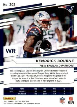 2022 Panini Prestige Base Kendrick Bourne  #202 New England Patriots