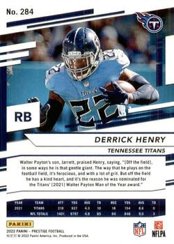 2022 Panini Prestige Base Derrick Henry #284 Tennessee Titans