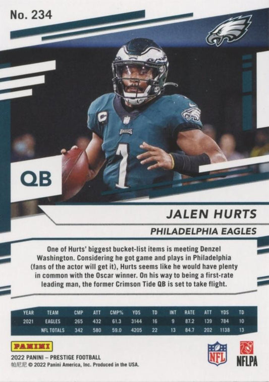 2022 Panini Prestige Xtra Points Diamond Jalen Hurts #234 Philadelphia Eagles