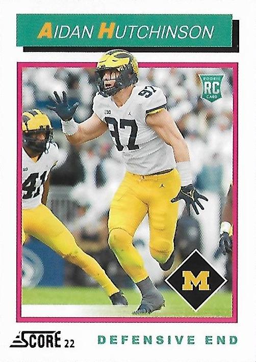 2022 Panini Score 1992 Throwback Rookie Aidan Hutchinson TB6 Michigan Wolverines