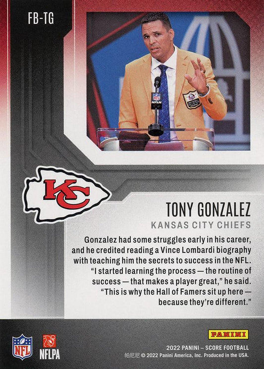 2022 Panini Score First Ballot Tony Gonzalez FB-TG Kansas City Chiefs