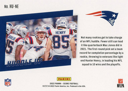 2022 Panini Score Huddle Up New England Patriots HU-NE New England Patriots