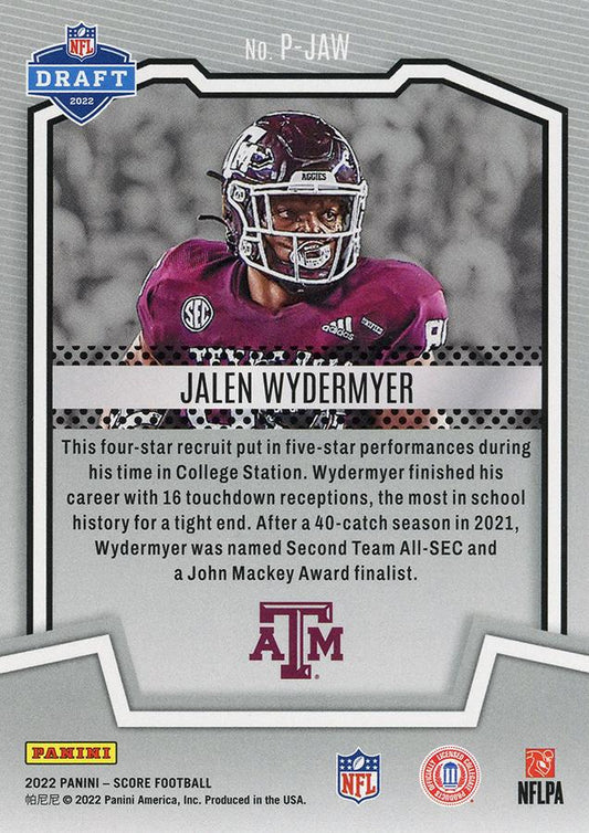 2022 Panini Score Protential Jalen Wydermyer P-JAW Texas A&M Aggies