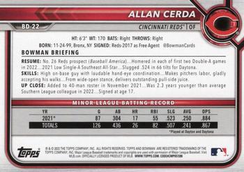 2022 Bowman Draft Allan Cerda BD-22 Cincinnati Reds