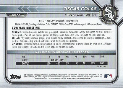 2022 Bowman Draft Oscar Colas BD-51 Chicago White Sox